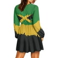 thumbnail image 3 of Yuyamidu Jamaican Flag Fall Dresses Novelty Long Sleeve Dress for Women Trendy Elastic Waist Pleated Swing Dress Size XL Comfy Knee Length A Line Dress, 3 of 7