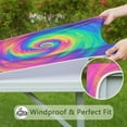 thumbnail image 6 of Rainbow Tie Dye Spiral Pattern Square Fitted Tablecloth with Elastic Edge,Square Table Cover,Washable Elastic Table Cover for Home Kitchen Party Decor 34"x34", 6 of 6
