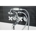 thumbnail image 2 of Kingston Brass KS226PXC Kingston Three-Handle 2-Hole Wall Mount Clawfoot Tub Faucet with Hand Shower in Polished Chrome, 2 of 7