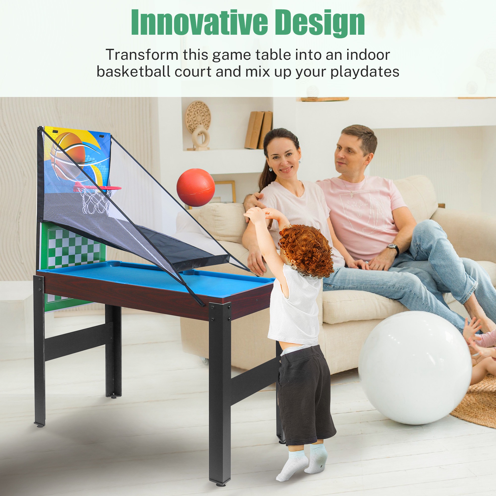 48.8" 16-in-1 Combo Game Table Set w/ Hockey, Foosball, Pool, Billiards,Table Tennis Ping Pong, RED