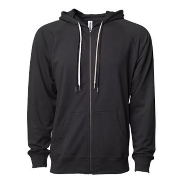 Independent Trading B11476506 Unisex Lightweight Loopback Terry Zip Hood, Black - Extra Large