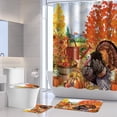 thumbnail image 3 of Fall Shower Curtain Sets,  Thanksgiving Turkey Pumpkin Bathroom Sets with Shower Curtain and Rugs, Memory Foam Bath Mat, Non-Slip Absorbent U-Shaped Mat, Soft Toilet Cover Seat, 3 of 6