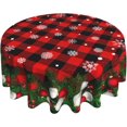 thumbnail image 1 of Nappe de Noël Ronde 60 Pouces à Carreaux Buffalo Rouges et Noirs, Nappe de Ferme pour les Fêtes, Tissu Résistant à l'Eau, Couvre-Table pour Cuisine et Salle à Manger, Petite Nappe pour Fête et Déco Maison, 1 of 6