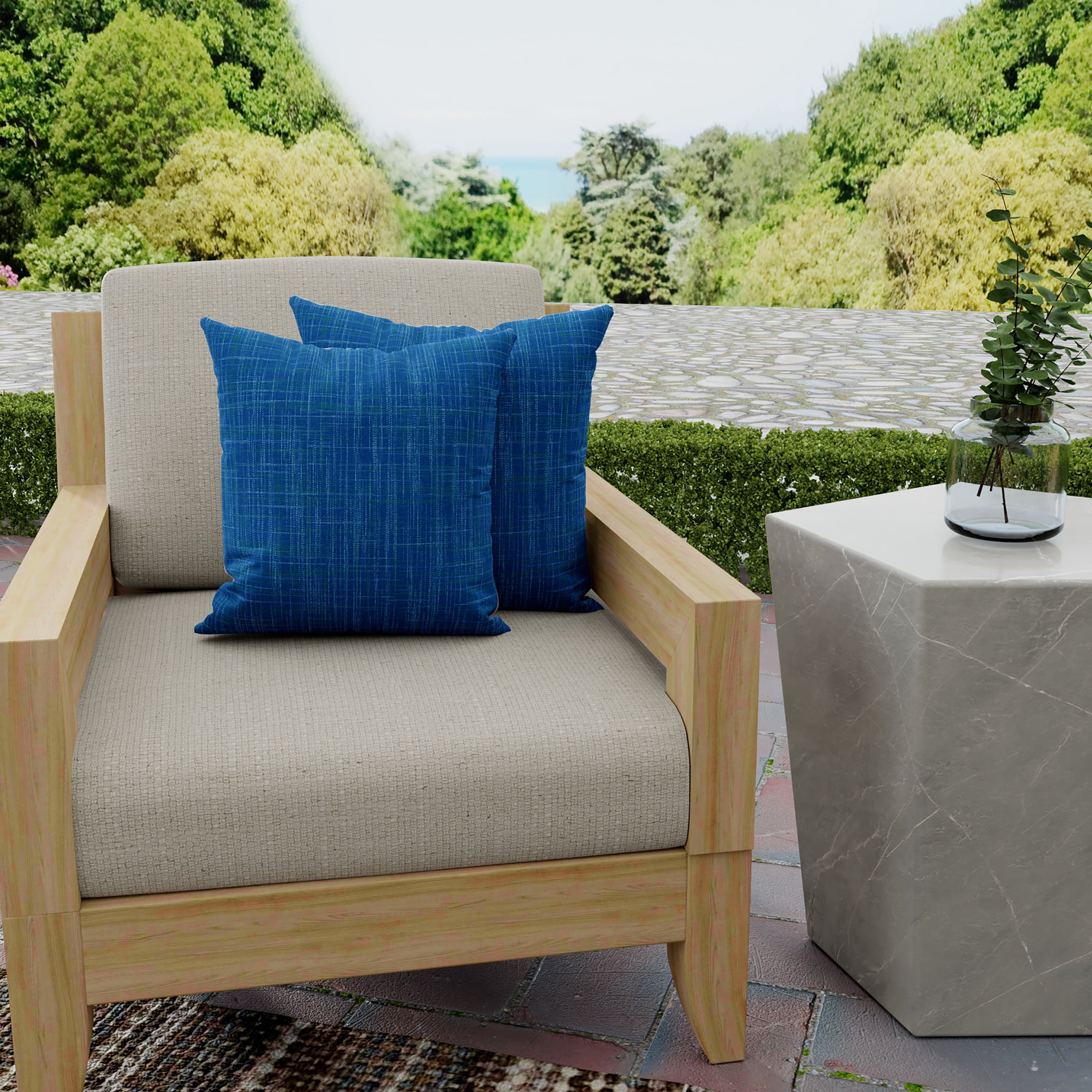 Jordan Manufacturing 16" x 16" Harlow Lapis Blue Solid Square Outdoor Throw Pillow (2 Pack)