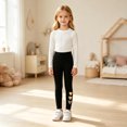 thumbnail image 2 of Tfken Child Soft Comfy Pants School Daily Wear Yoga Leggings For Girls High Waist Pants Stretch Heart Print Kids Breathable Clothes Size 9-10 Years Black, 2 of 5