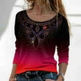 thumbnail image 2 of Fashion Tie Dye Top for Women Floral Print Top Casual Pullover Tops Round Neck Long Sleeve Top Thin Loose Blouse Tops, 2 of 5