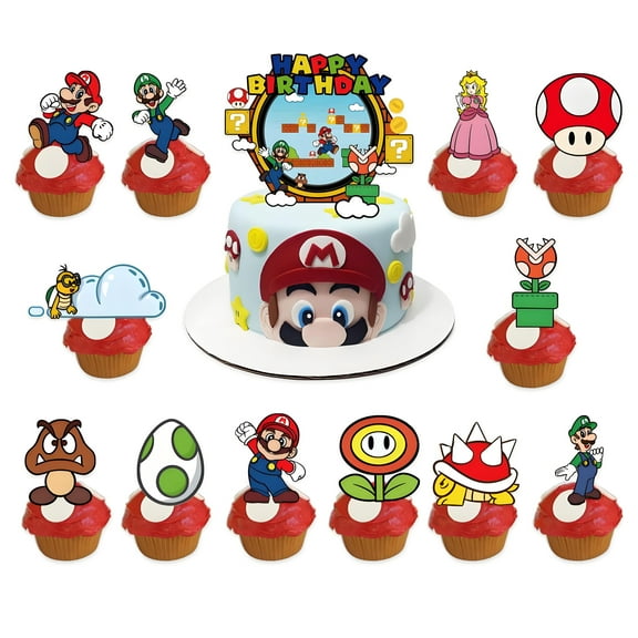 Mario Cake Toppers Cupcake Toppers 25PCS, Birthday Party Decoration Cake Decorations for party Supplies