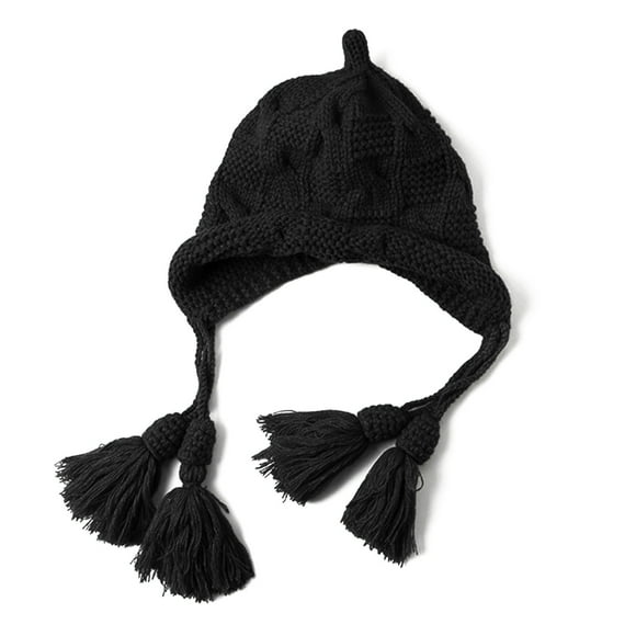 Knit Earflap Tassel Hat, Perfect Matching Fashionable Warm Comfortable Kintted Tassel   For Outdoor For Autumn