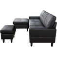 thumbnail image 3 of Small Convertible Sectional Sofa for Living Room Couch with Reversible Chaise & Ottoman, Black, 3 of 4