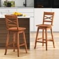 thumbnail image 4 of Costway 2 PCS 24" Counter Height Stool Rubber Wood Swivel Bar Stool with Inclined Backrest Walnut, 4 of 8