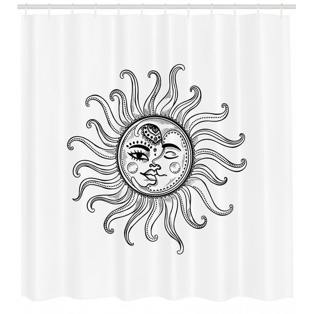 Sun Shower Curtain Doodle Style Vintage Symbol Retro Tribal Sun Shower Curtain Doodle Style