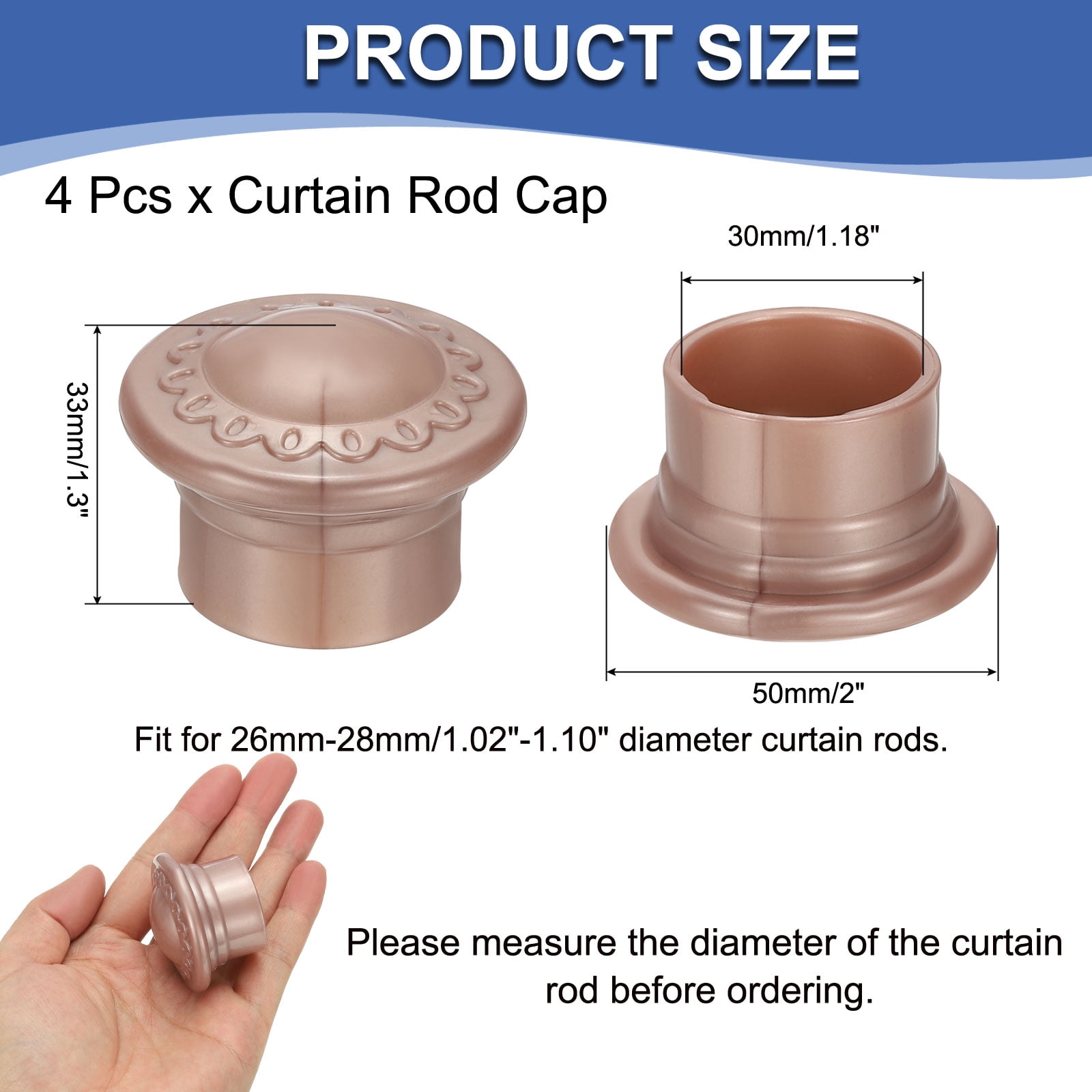 Unique Bargains Curtain Rod Ends Plastic Drapery Rail Pole Head Cap Modern Rose