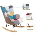 thumbnail image 3 of New Rocking Chair, Mid Century Fabric Rocker Chair with Wood Legs and Patchwork Linen for Livingroom Bedroom, 3 of 8