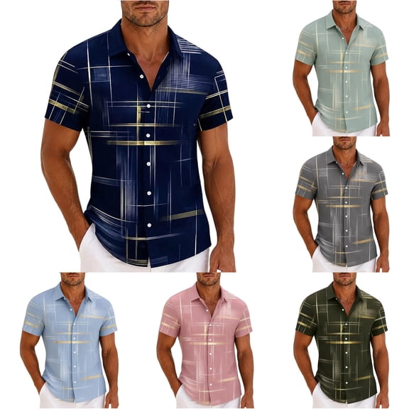 Zhanqunnn Men's Shirt Short Sleeves Printed Button Down Summer Beach Casual Shirtsd Shirts Mens Tie Mens T Shirts Mens T Shirts Casual, Size XXL