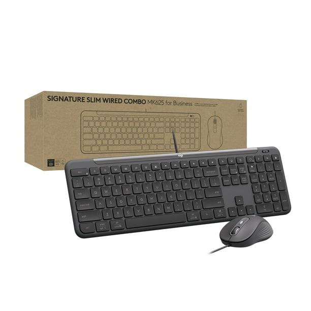 Logitech Signature Slim Combo con Cable MK625 para Negocios - Juego de Teclado y mouse - Tamaño Completo - USB-C - QWERTY - US