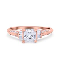 Black Tone, Cubic Zirconia Size-8 Art Deco Wedding Ring 925 Sterling Silver