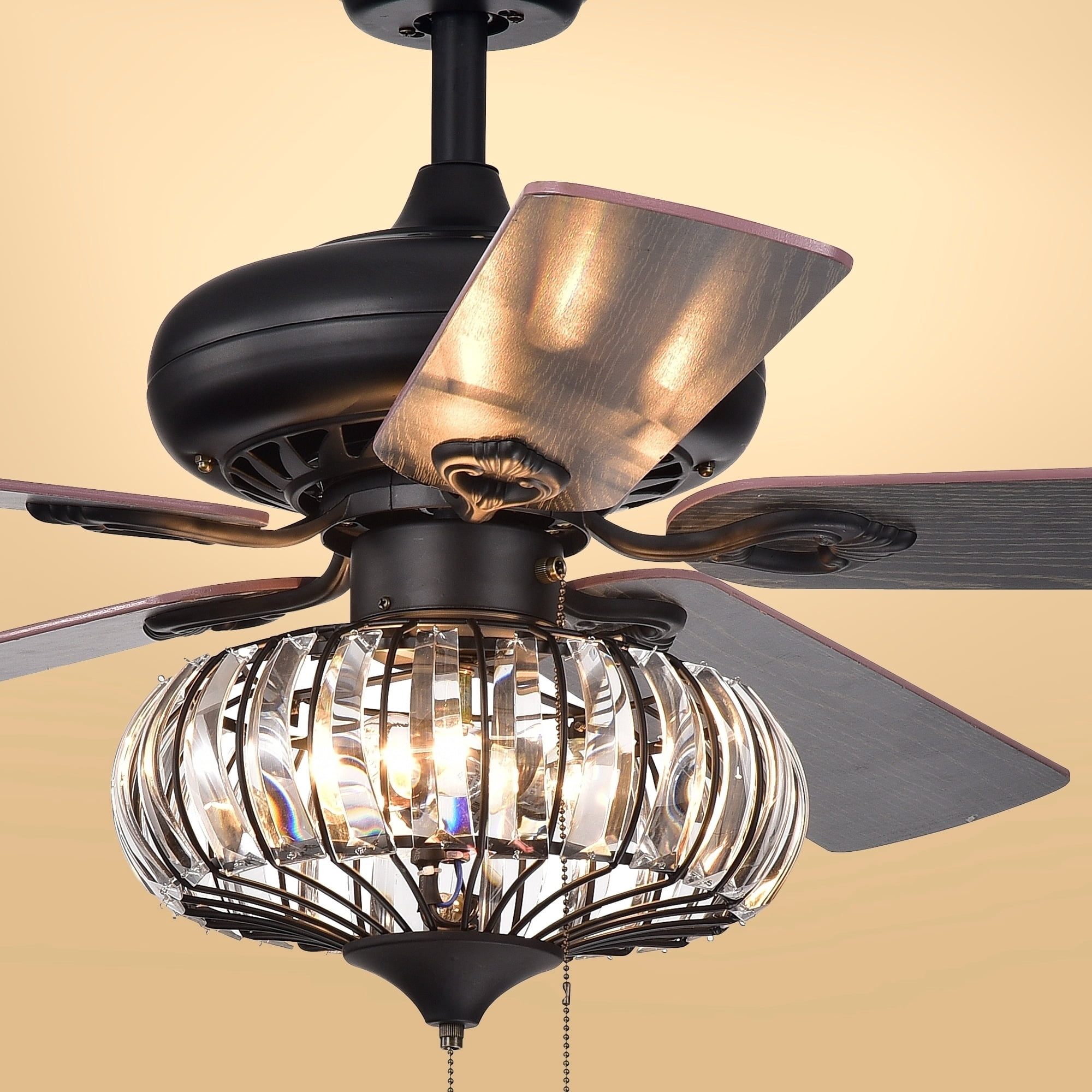 Chrysaor 3-Light Crystal 5-Blade 52-Inch Brown Ceiling Fan with Remote