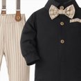 thumbnail image 4 of 9 Months Infant Baby Boys 3Pcs Gentleman Suit Set With Hat Formal Dress Clothes Long Sleeve Long Sleeve Bow Romper Tops Suspender Pants Kids Gentleman Outfits Newborn Outfit Set,Blue, 4 of 4