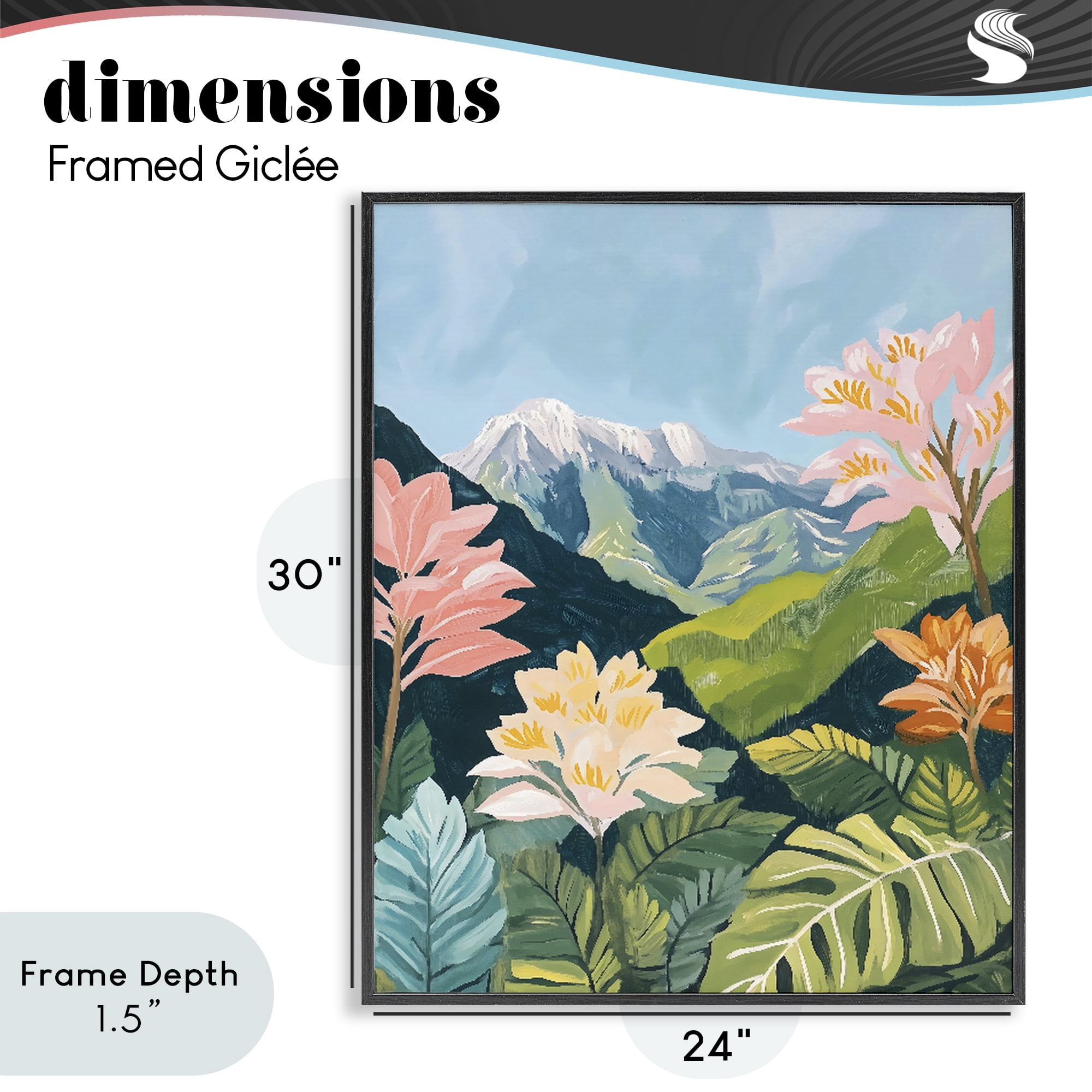 Stupell Industries Tropical Mountain Landscape Black Framed Giclee Art, design by The Prints Vibe