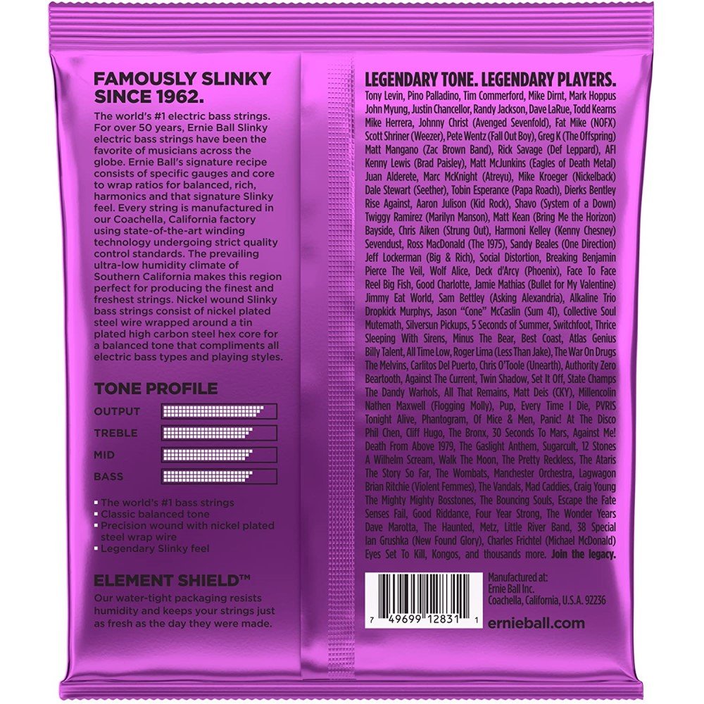 Ernie Ball Bass Guitar Strings Power Slinky Nickel Wound 55-110 2831 2 Pack