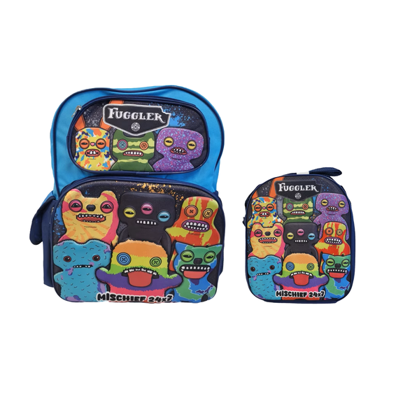 Fuggler Backpack and Lunchbox Bundle – Official Funny Ugly Monster School Set for Kids | 16" Backpack Matching Insulated Lunch Bag