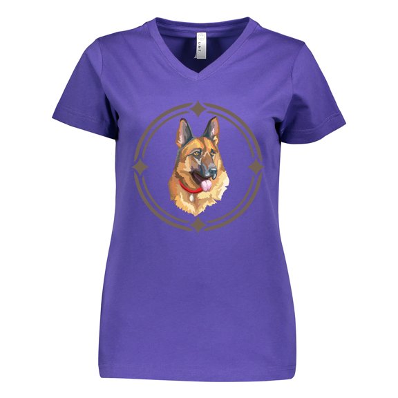 Inktastic German Shepherd Dog Art Gift Women's V-Neck T-Shirt