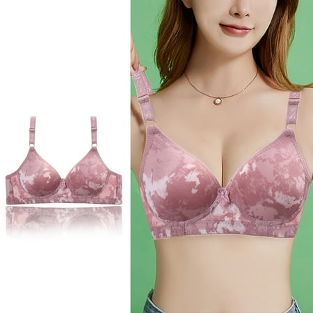 Clearance! Weikingp Bras for Women Women S Sexy Comfortable Medium And Old Age Large No Thin Three Breasted Printing Traditional Bra Bralettes for Women Plus Size Lingerie Rose Gold 42