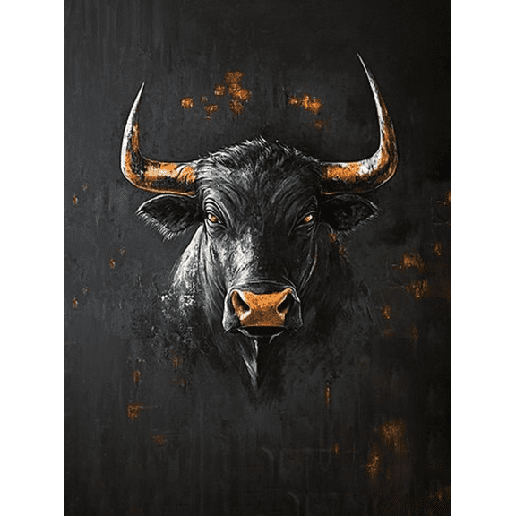 Abstract Bull Decorative Painting/Canvas Art， Ideal for Living Room， Bedroom， Office， Dining Room， Study Room， Gallery， Man Cave Decor， Powerful Animal Artwork Print， Bold and Striking Wall Art.