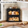 thumbnail image 5 of Corner Bread Box for Kitchen Countertop, Large Double Layer Bread Storage Container for Homemade Bread, Black Bread Holder for Kitchen Counter, Under Cabinet Organizer (Black, Extra Large), 5 of 14