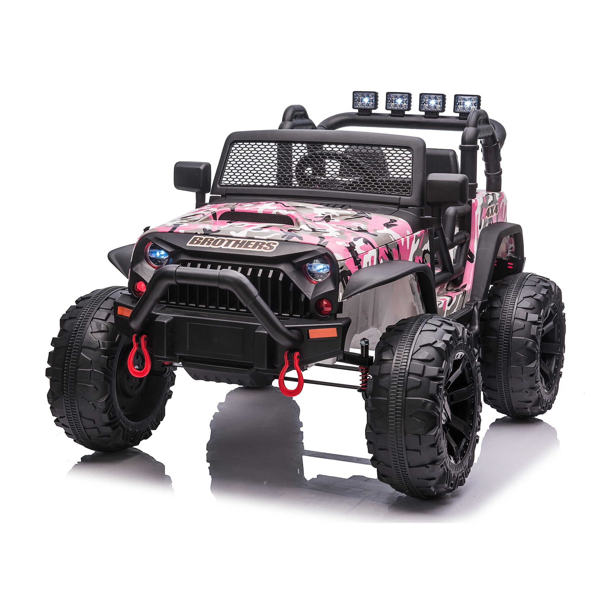 CIPACHO Kids Ride On Truck, 24V Battery Powered Toy Car with Spring Suspension, Remote Control, Camouflage Pink