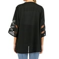 thumbnail image 3 of SAYFUT Plus Size Women's Open Front Mesh Panel 3/4 Bell Sleeve Kimono Cardigan Blouse Tops Cardigan Beach Cover up, 3 of 8