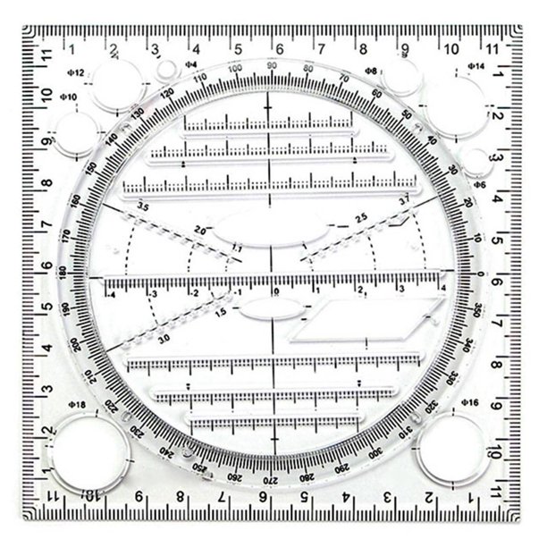 Plantilla de Dibujo Circular Multifuncional, Herramienta GeoméTrico, Regla MedicióN, áNgulo Giratorio
