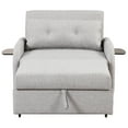 thumbnail image 3 of Pull Out Sofa Sleeper with Adjustable Backrest, 3 in 1 Multifunctional Sofa Bed with 2 Wing Table Side Pocket and USB Charge, Linen Fabric, for Living Room, Recreation Room, Grey, 3 of 9