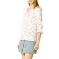 thumbnail image 5 of Allegra K Women's Ruffle Lapel Collar Heart Print Button Down Elbow Sleeve Shirt, 5 of 7