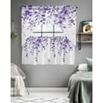thumbnail image 5 of Purple Eucalyptus Leaves Swag Valance and Tier Curtains 36'' Length Set, Watercolor Spring Botanical Light Filtering Kitchen Curtains, Tier Curtain Valances for Bathroom/Living Room/Bedroom/Café, 5 of 6