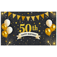 thumbnail image 6 of Glamorous Gold 50th Birthday Banner with Balloons Stars and Sparkles Backdrop Decor for Birthday Party Photography Props Celebration Decorations, 6 of 7