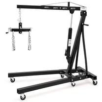 2 Ton Folding Engine Hoist with Lever, Cherry Picker Shop Crane Hoist Lift, 4400 Lbs Heavy Duty Steel Hydraulic Shop Engine Crane for Workshop and Garage, Black