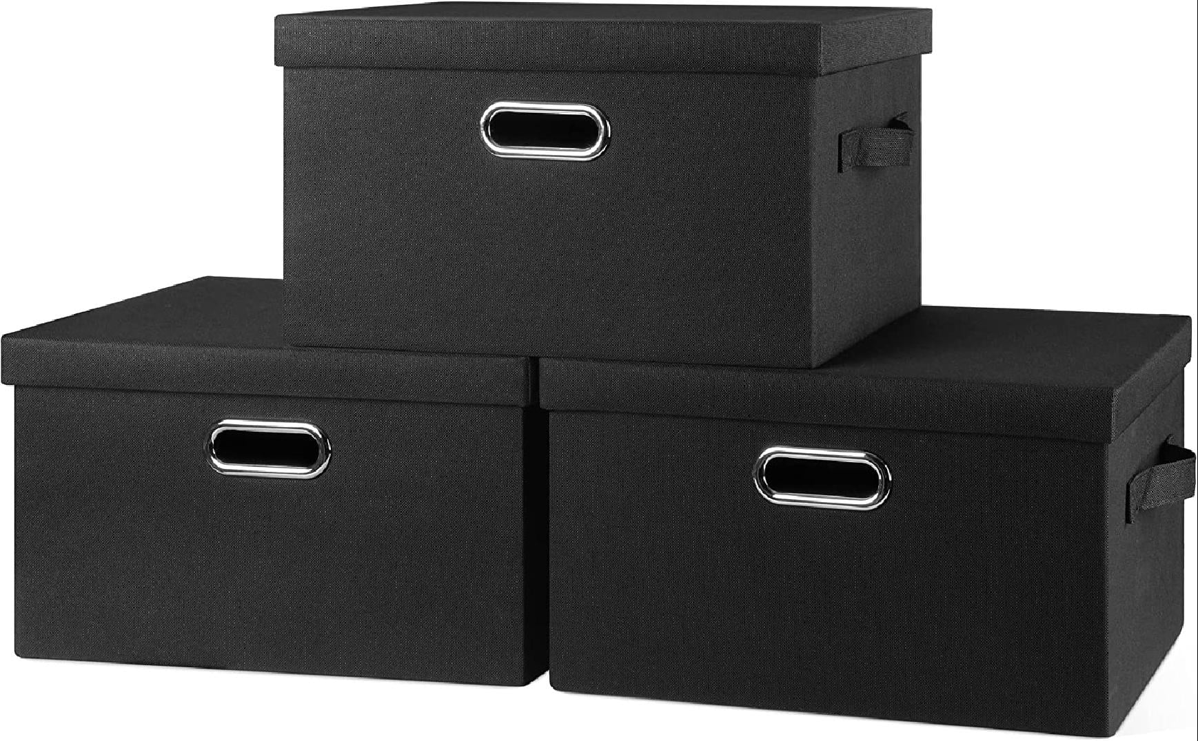 Collapsible Stackable Storage Bins with Lids, Foldable Fabric Closet