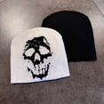 thumbnail image 5 of Skull Jacquard Pullover Knitted Hat Autumn Winter Unisex Outdoor Warm Wool Hat Beanie, 5 of 9