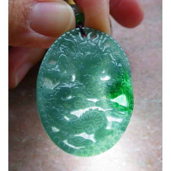 Certified Green Burma Natural A Jade jadeite Pendant Dragon Necklace 650019 TN