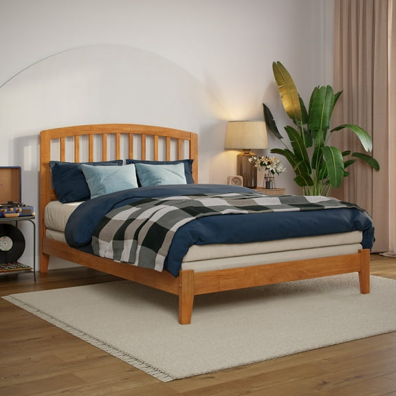 AFI Richmond Full Solid Wood Foundation Bed, Light Toffee