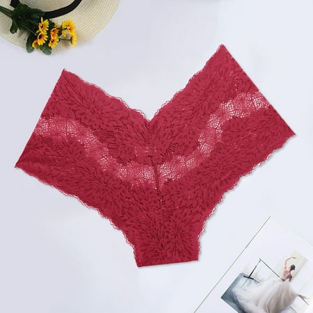 

kpoplk Panties For Women Cotton Underwear for Women Lace Womens Panties Pack Regular(Red)
