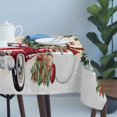 thumbnail image 4 of Christmas Table Cloth Waterproof Tablecloths, Xmas Snowman Truck Snowflake Tree Balls Vintage Tablecloth Dining Table Cover for Kitchen Party Tabletop Outdoor, Rectangle Tablecloth 60x120 Inch, 4 of 9