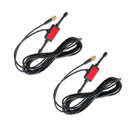 HQRP 2-Pack Wired External Antennas 433Mhz GSM 2dbi SMA plug 3m with CMMB Patch Aerial for ADF7020-1 / EVAL-ADF7020-XDBX ISM Band Transceiver + HQRP UV