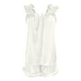 thumbnail image 4 of purcolt Pajamas for Women Set Summer Sleeveless Cute Ruffled Camisole with Shorts Loungewear Soft Sleepwear 2 Piece Lounge Set, 4 of 9