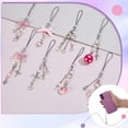 thumbnail image 3 of 8 colgantes para teléfono con forma de estrella de metal plateado, correa para móvil, corazón acrílico rosa, decorativos, colgantes para llavero., 3 of 5