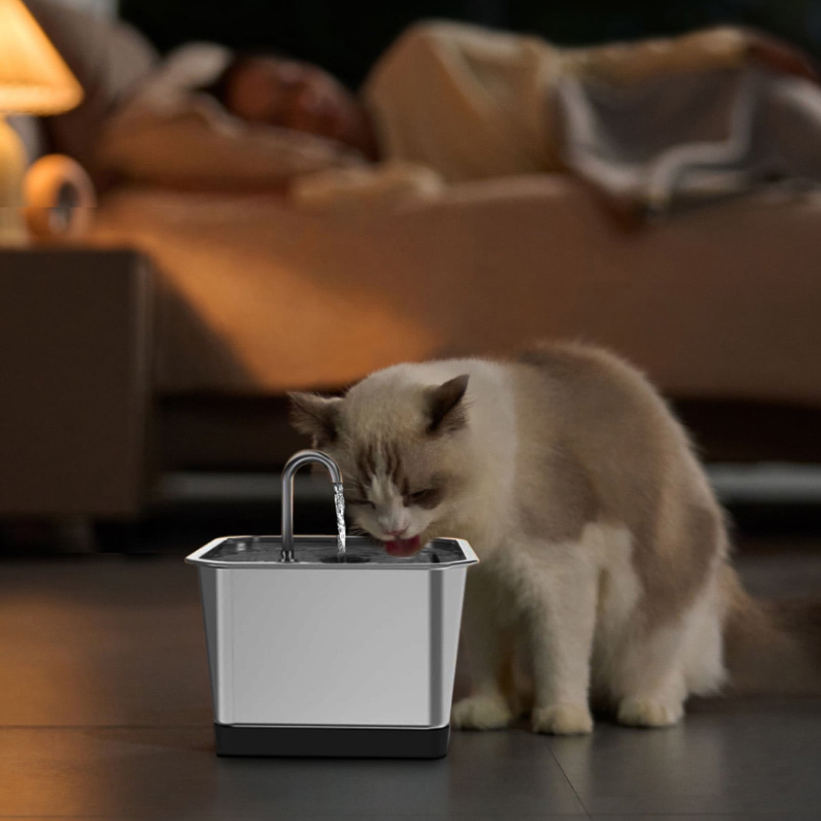 Wireless Cat Water Dispenser, Multiple Filtration Automatic Pet Drinking Fountain 3.5L Wide Angle Smart Sensing Long Battery Life Large Capacity  For Indoor