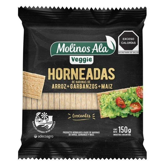 Galletas Molinos Ala tostadas Veggie de Arroz, Garbanzo y Maíz 150 g