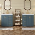 thumbnail image 3 of Euroco 60'' Bathroom Vanity with Ceramic Sink Combo,Solid Wood Frame Bathroom Storage Cabinet, Freestanding Vanity Set with 3 Drawers& Soft Closing Doors, 3 of 8