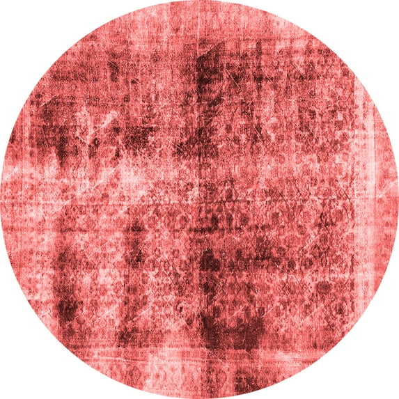 Ahgly Company Machine Washable Indoor Round Abstract Red Modern Area Rugs, 5' Round